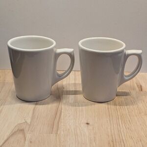 Vtg Set 2 Buffalo China Restaurant Ware 8 Oz Diner Coffee Mugs D  Handle 60-70's